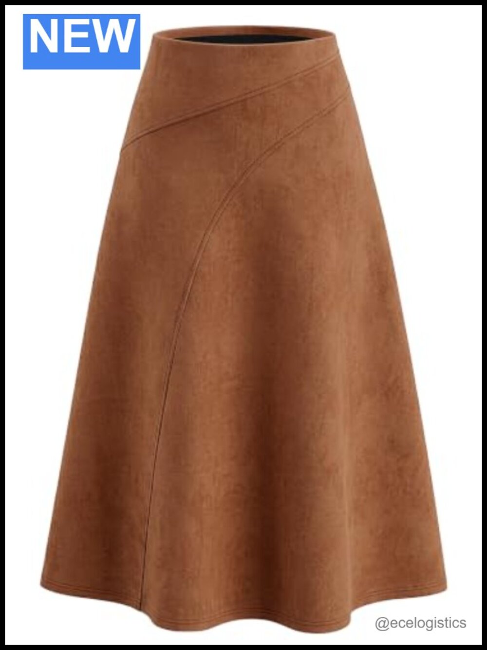 Women's Faux Suede Midi Skirt High Waisted A-Line Flowy Swing
